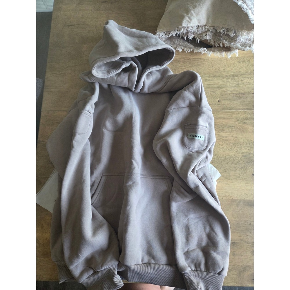 Comfrt Travel Essentials Hoodie Bark Oversized Sweatshirt KJHU47 Large